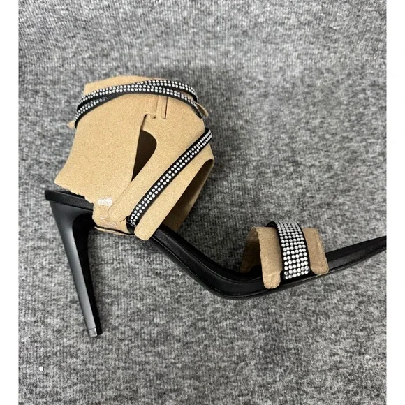 Marc Fisher LTD Black Rhinestone Strappy Stiletto Heels Size 8.5M Glam - Picture 5 of 11
